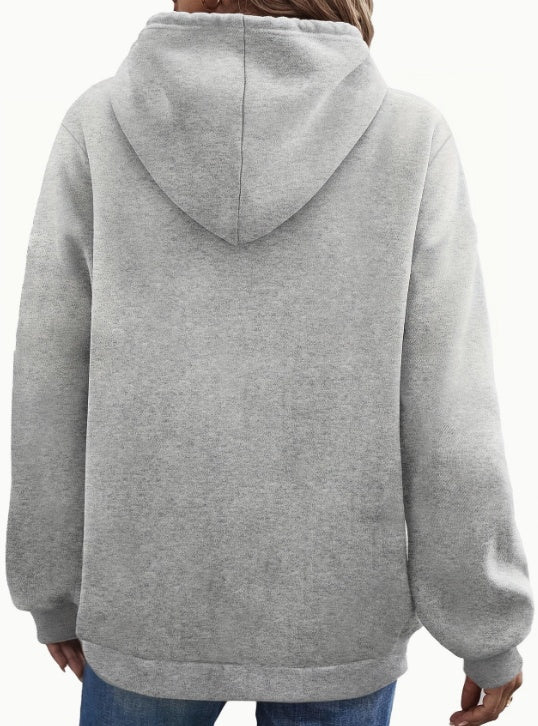 Letter Print Kangaroo Pocket Hoodie