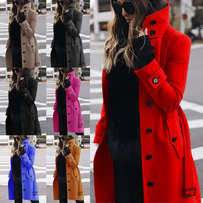 “Autumn Winter Women’s Wool Coat Slim Fit Long Cardigan Jacket”