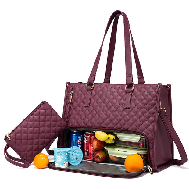 Women's Quilted Lunch Tote Bag – Thermal, Leak-Proof & Spacious