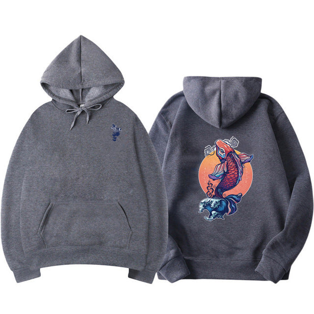Carp print hoodie