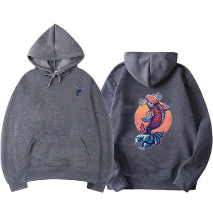 Carp print hoodie