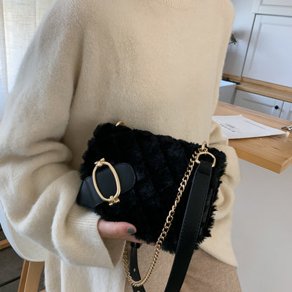 Plush Square Messenger Bag for Women