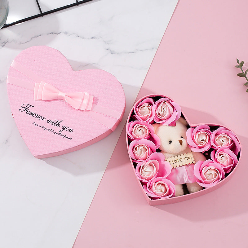 Heart-Shaped Rose Soap Flower Gift Box – Valentine’s, Christmas, Mother’s Day & Birthday Gift