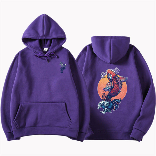 Carp print hoodie