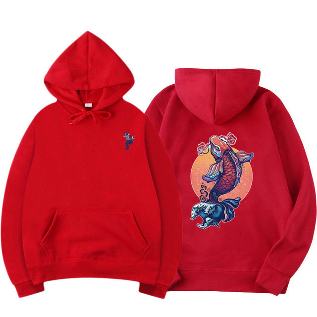 Carp print hoodie