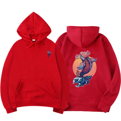 Carp print hoodie