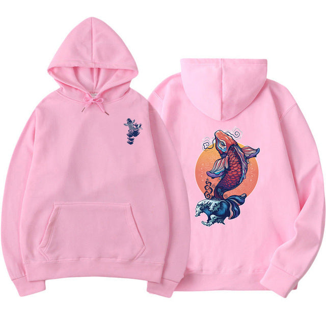 Carp print hoodie