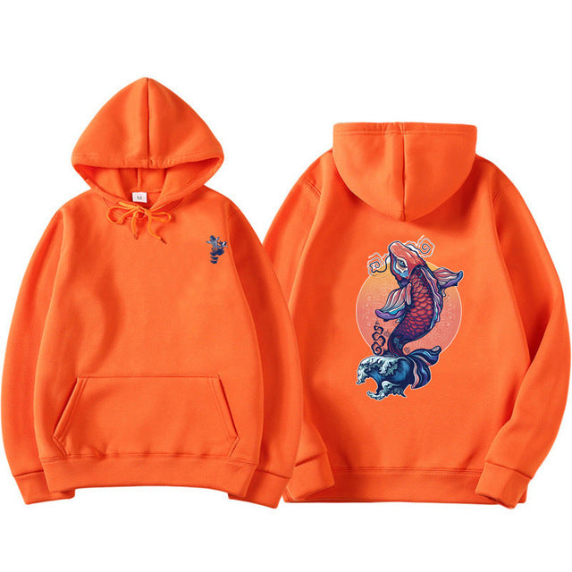 Carp print hoodie