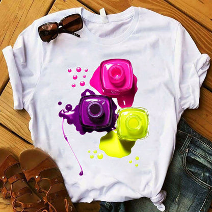 Nail polish print T-shirt