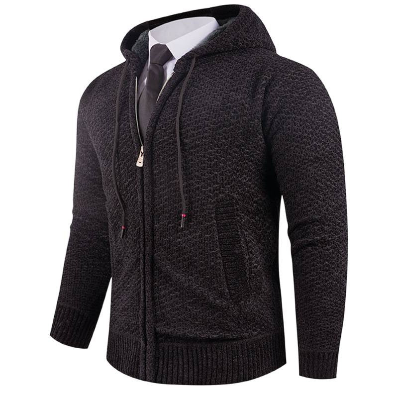 Men’s Hooded Fleece Knit Sweater with Pineapple Pin