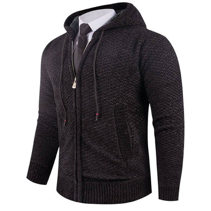 Men’s Hooded Fleece Knit Sweater with Pineapple Pin