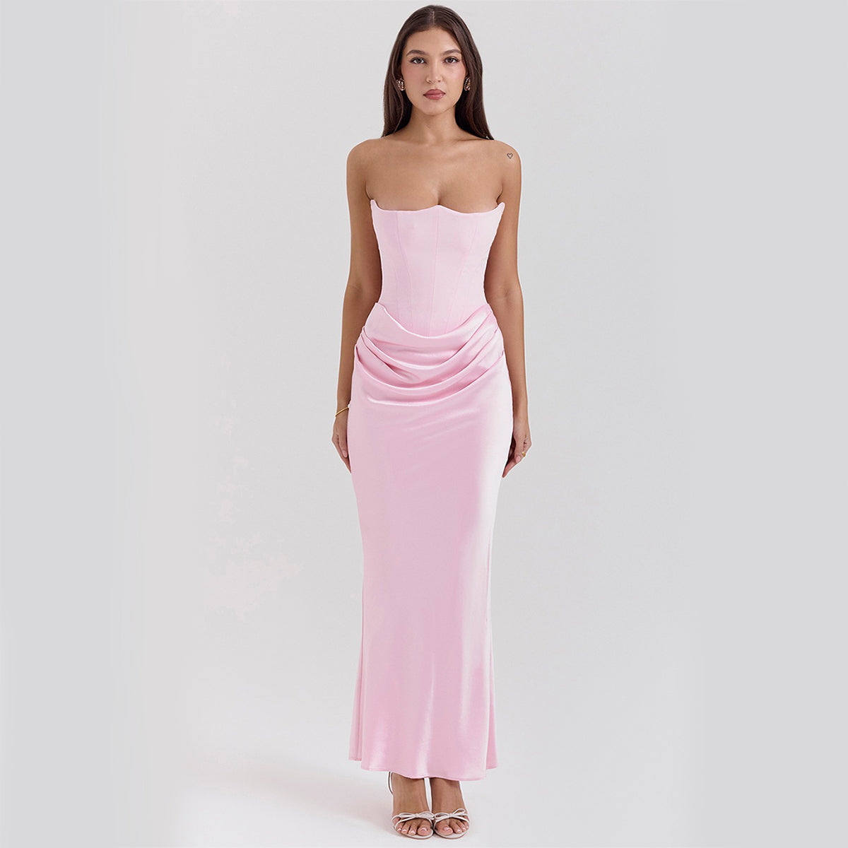 Slim Backless Tube Top Evening Dress