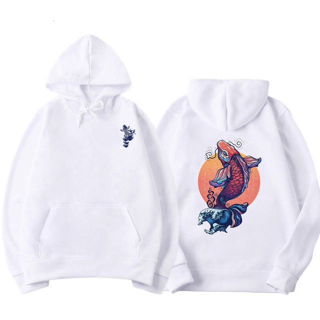 Carp print hoodie