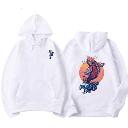 Carp print hoodie