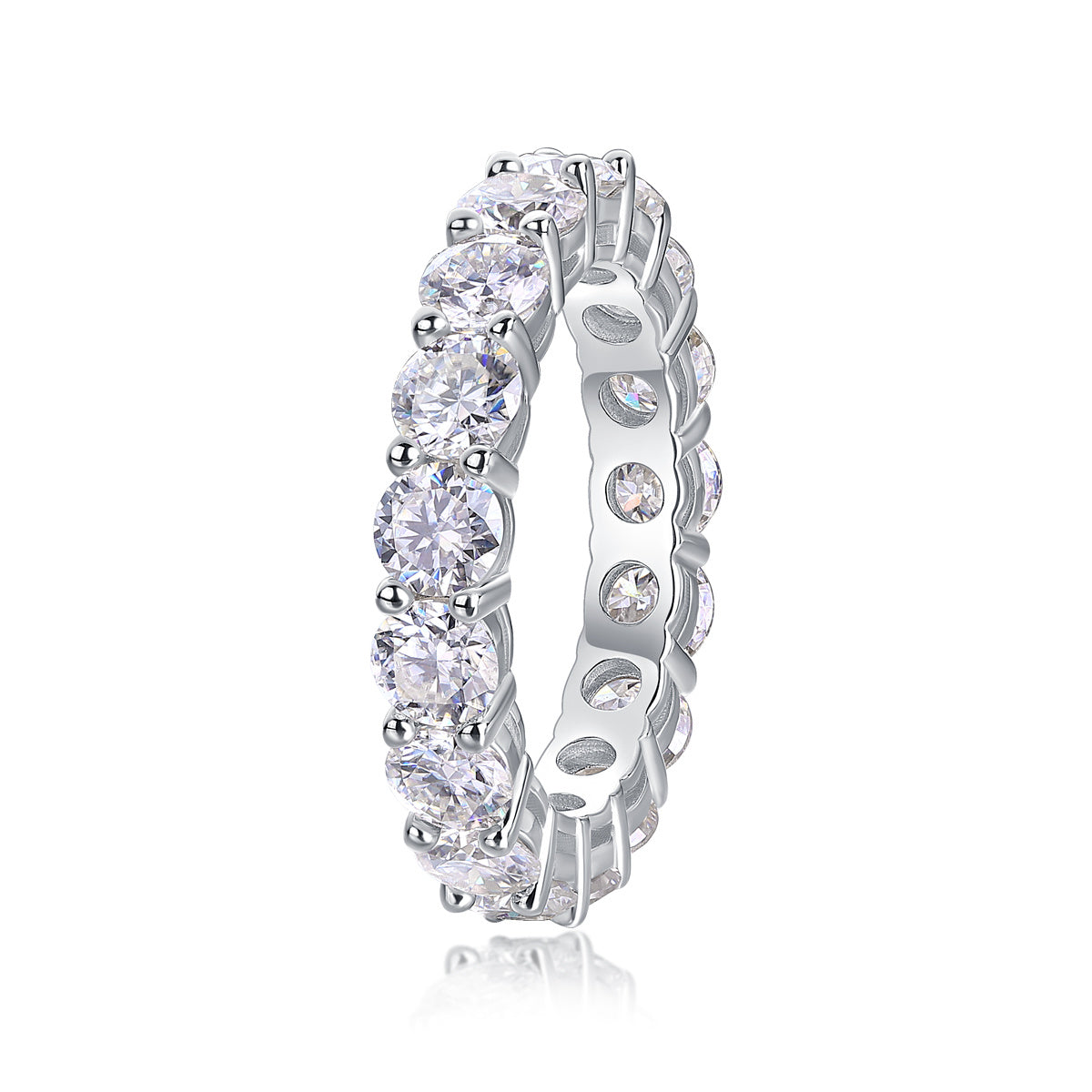 Starlight S925 Silver Platinum Plated Moissanite Diamond Ring