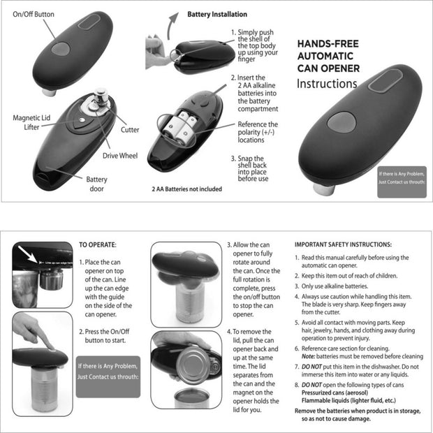 Automatic Electric Can Opener – One-Touch Portable Gadget