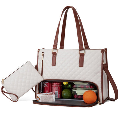 Women's Quilted Lunch Tote Bag – Thermal, Leak-Proof & Spacious