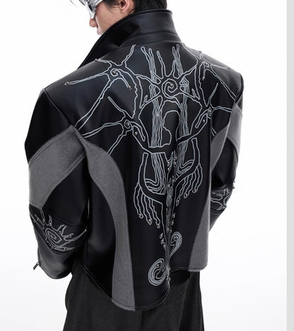 Men's Rivet Totem Leather Jacket – Deconstructed Stitch Style