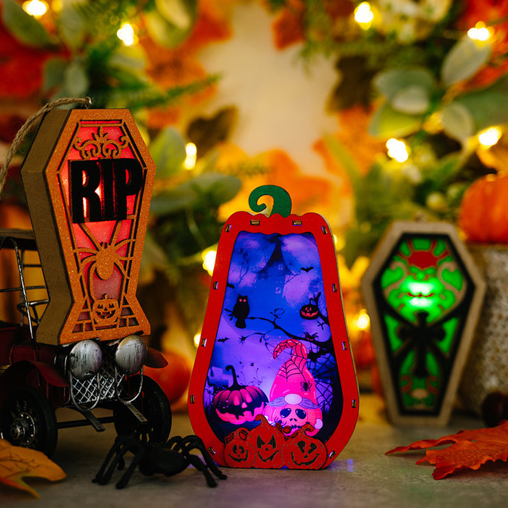 Halloween Decorations Ghost Festival With Lights Wooden Pendant