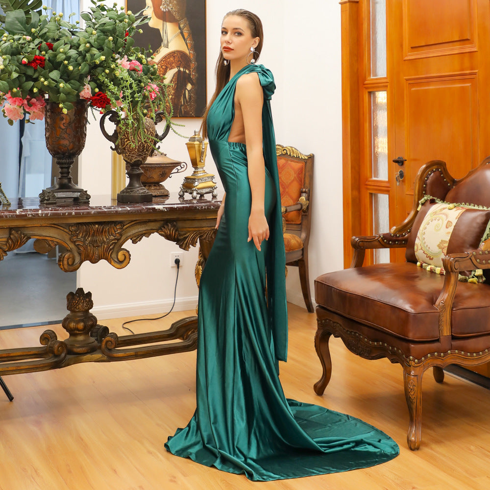 V-Neck Long Party Dress – Elegant Evening Gown