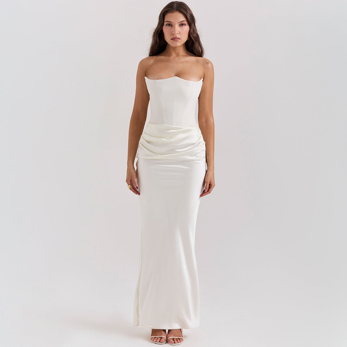 Slim Backless Tube Top Evening Dress