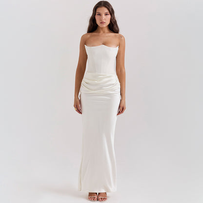 Slim Backless Tube Top Evening Dress