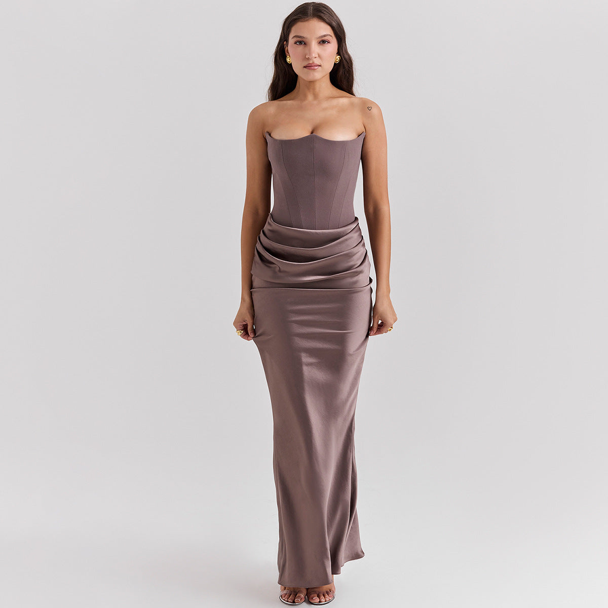 Slim Backless Tube Top Evening Dress