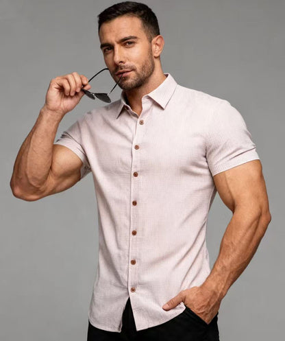 Men's Casual Loose Checked Short-sleeved Shirt