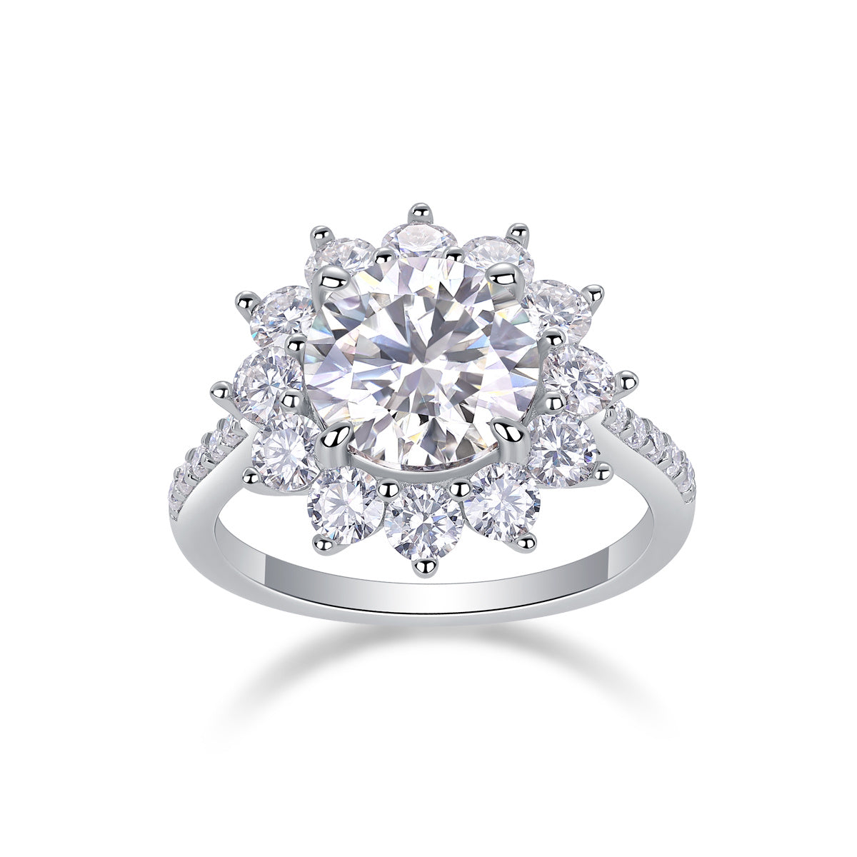 Sunflower S925 Silver 3-Carat Moissanite Diamond Ring