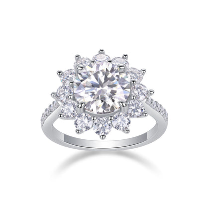 Sunflower S925 Silver 3-Carat Moissanite Diamond Ring