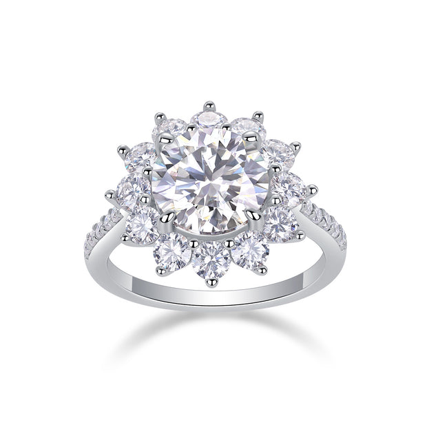 Sunflower S925 Silver 3-Carat Moissanite Diamond Ring
