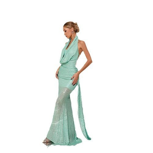 Halter Sequin Party Dress – Elegant Evening Wear