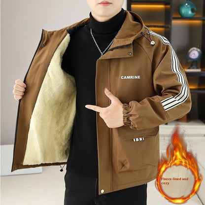 Men’s Warm Fleece Hooded Jacket for Autumn & Winter