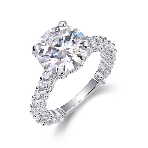 Affectionate S925 Silver 5-Carat Moissanite Diamond Ring