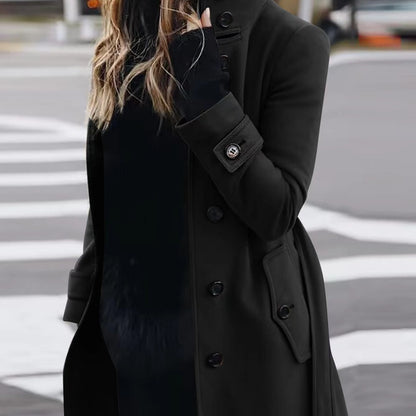 “Autumn Winter Women’s Wool Coat Slim Fit Long Cardigan Jacket”