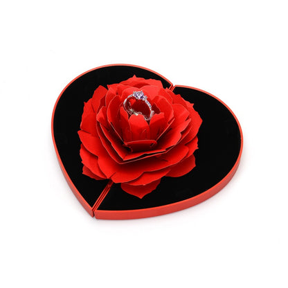 3D Love Box Heart-Shaped Rose Flower Rotating Ring Box – Valentine’s Day Gift