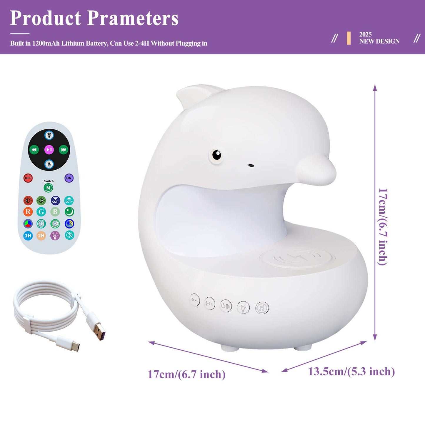 RGB Wireless Charging Night Lamp with Bluetooth Music Speaker