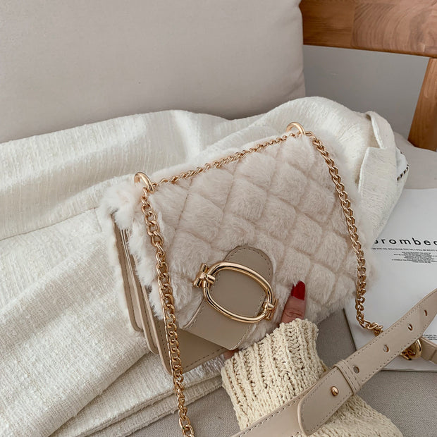 Plush Square Messenger Bag for Women