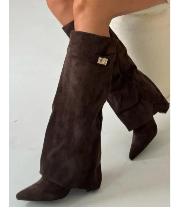 Women’s Mid-Calf Winter Boots with Pointed Toe and Chunky Heel