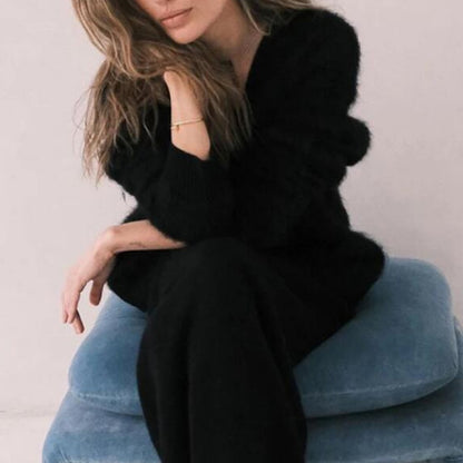 Loose V-Neck Knitted Button Cardigan