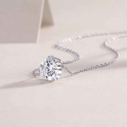 Simple Pleasure S925 Silver 2-Carat Moissanite Diamond Pendant