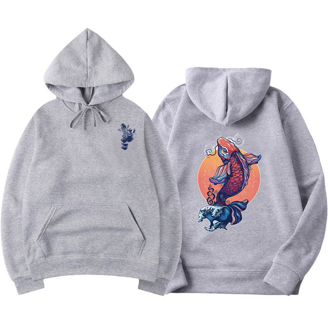 Carp print hoodie