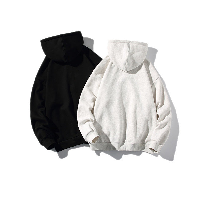 Alphabet-print Hooded Cardigan Sweater On White