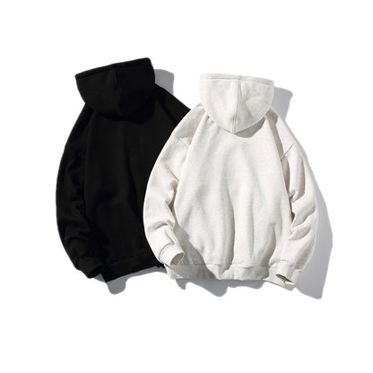 Alphabet-print Hooded Cardigan Sweater On White