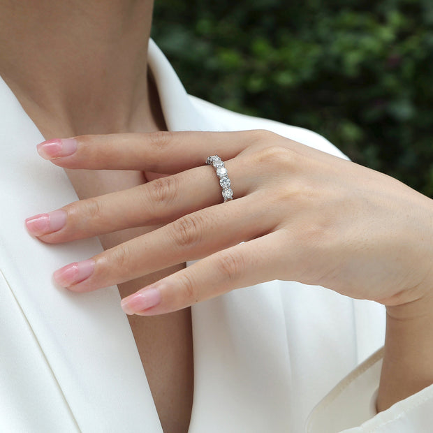 Starlight S925 Silver Platinum Plated Moissanite Diamond Ring