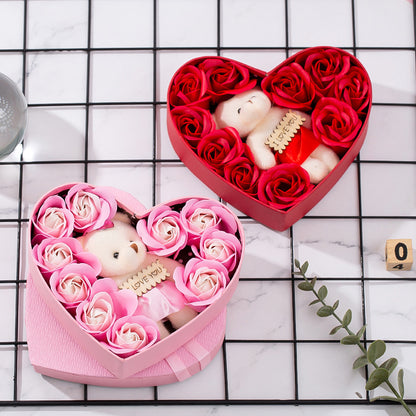 Heart-Shaped Rose Soap Flower Gift Box – Valentine’s, Christmas, Mother’s Day & Birthday Gift