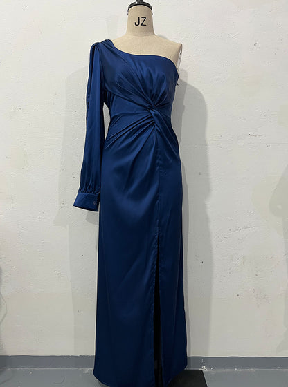 One-Shoulder Split Long Evening Dress