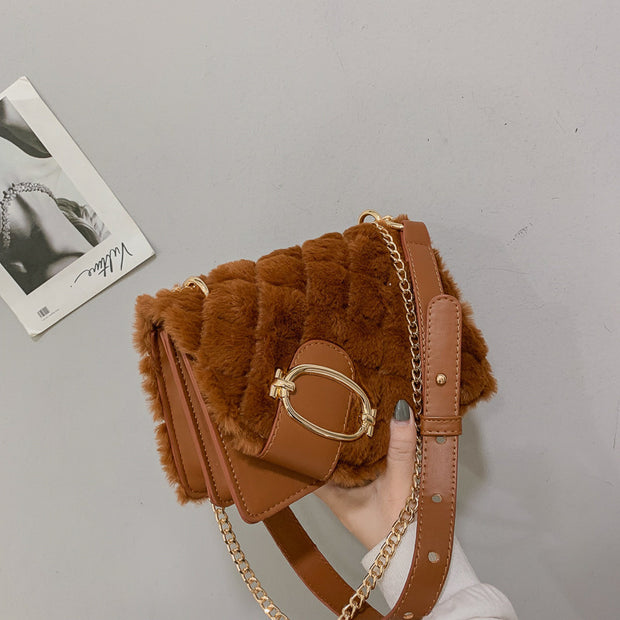 Plush Square Messenger Bag for Women