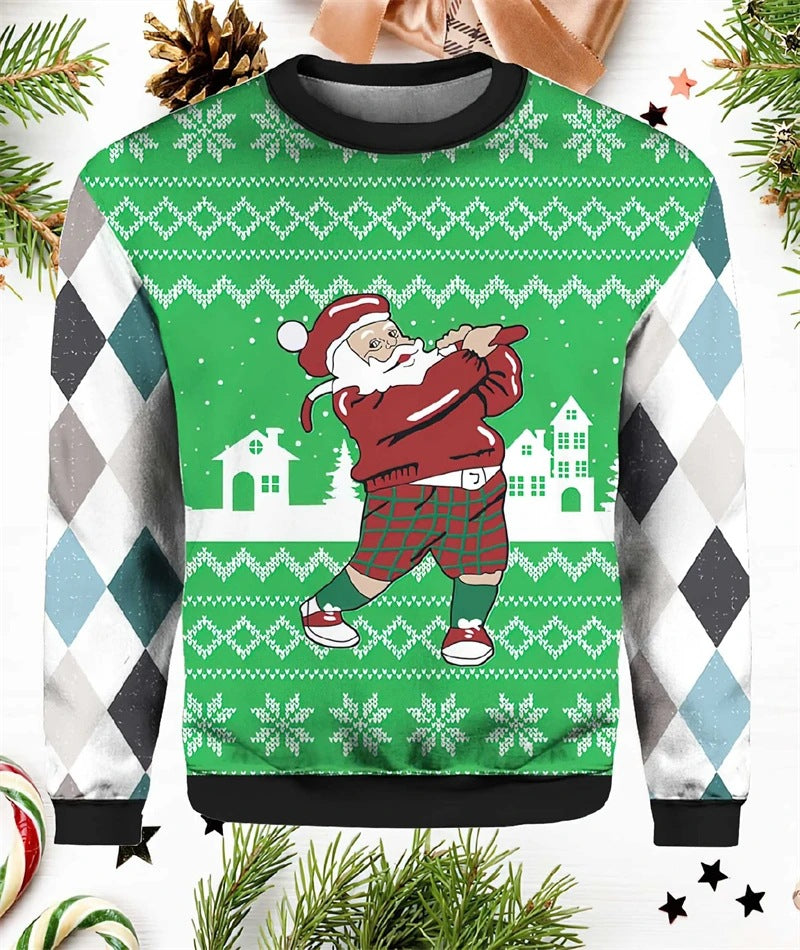 Ugly Christmas Sweater With Santa Graphic 3D Printed Hoodie Casual