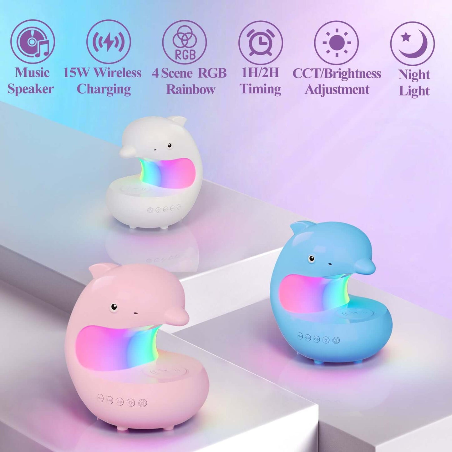 RGB Wireless Charging Night Lamp with Bluetooth Music Speaker